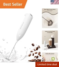 Compact White Electric Milk Frother - Effortlessly Create Delicious Foam at Home