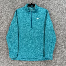 Nike Golf Shirt Mens Large Blue 1/4 Zip Pullover Heathered Therma-FIT Fleece