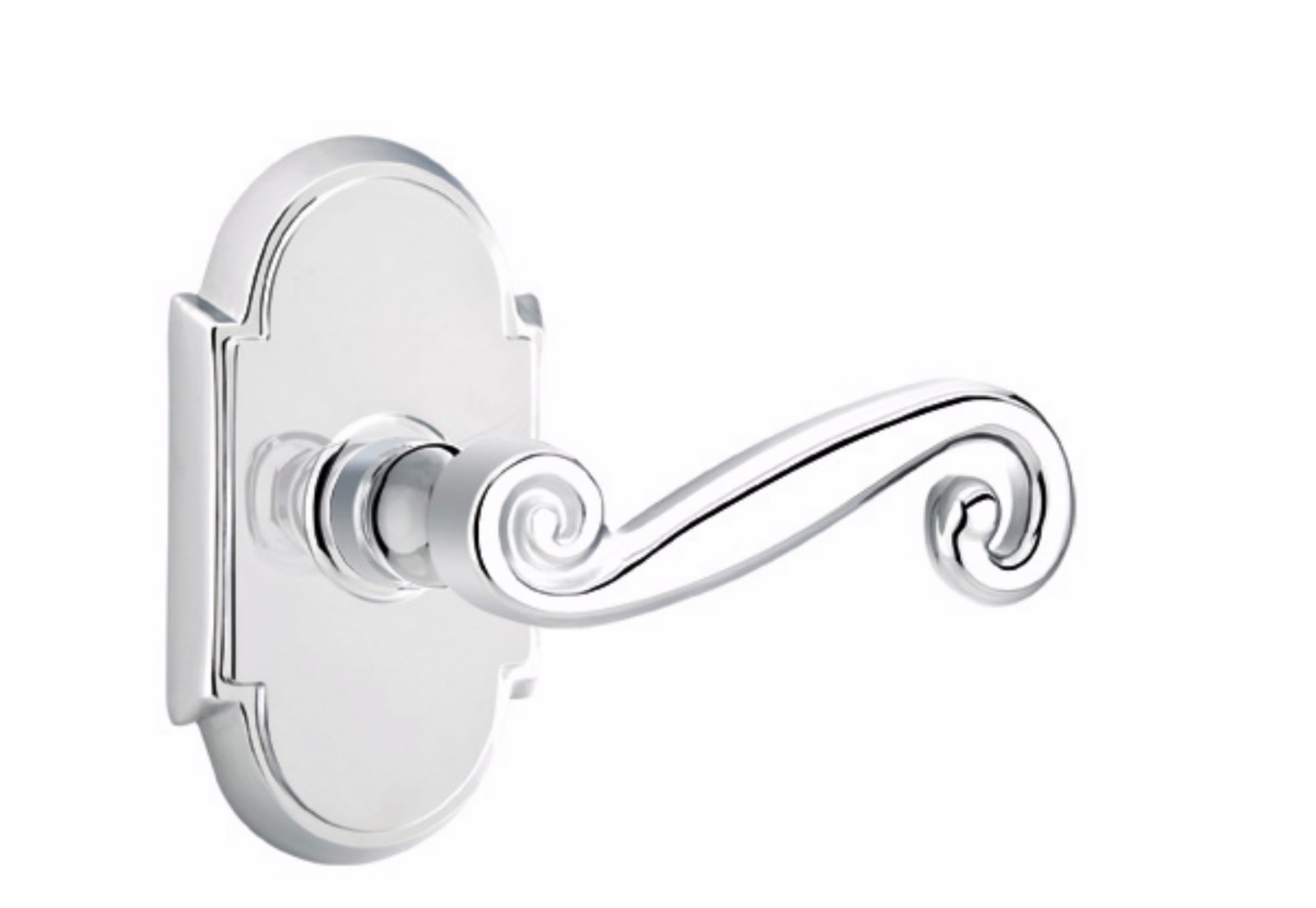 Emtek Privacy Door Leverset with No 8 Rosette in Polished Chrome RH Interior Knob-image