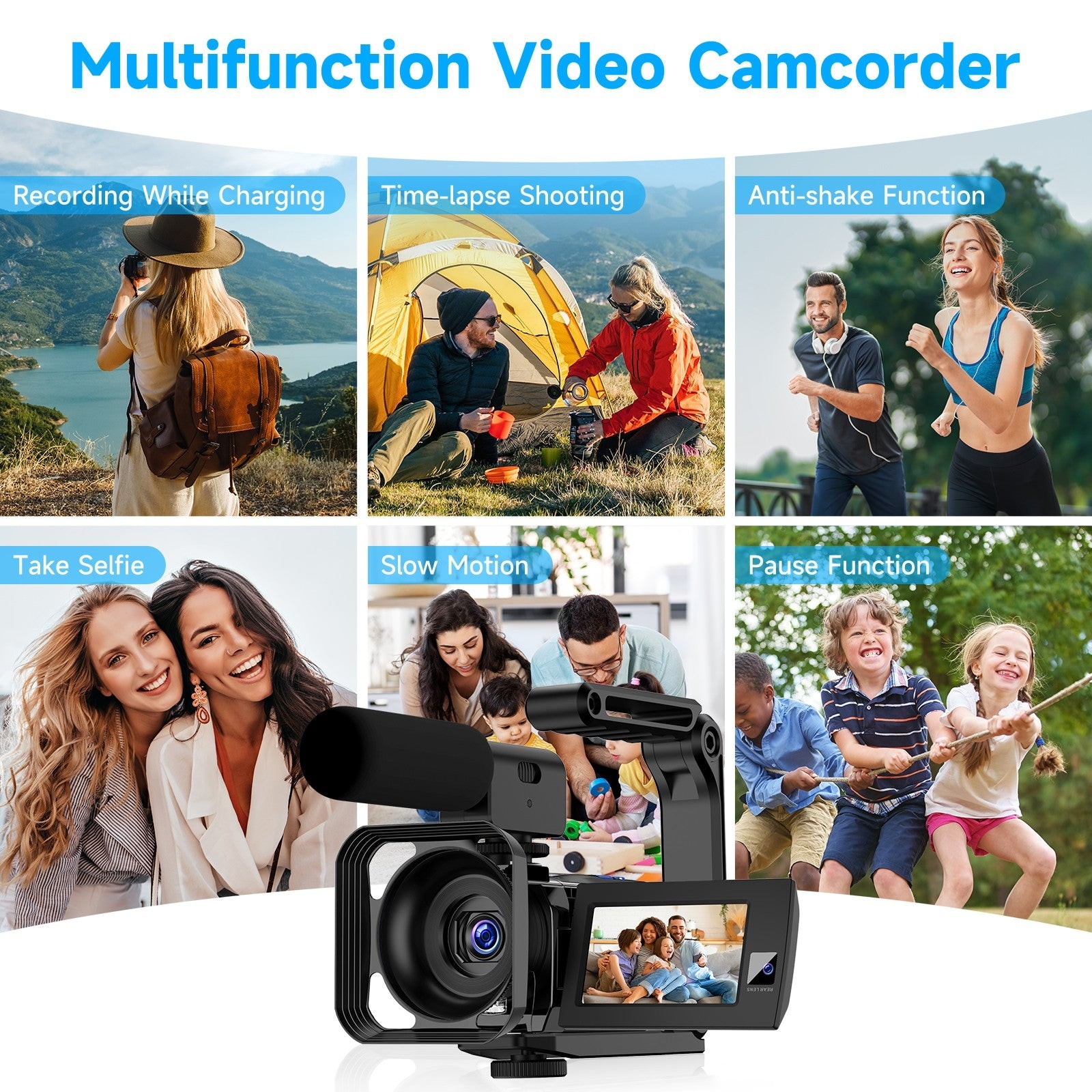 5K 56MP Video Camera Camcorder Dual Camera Wifi IR Night Vision Touch Screen US