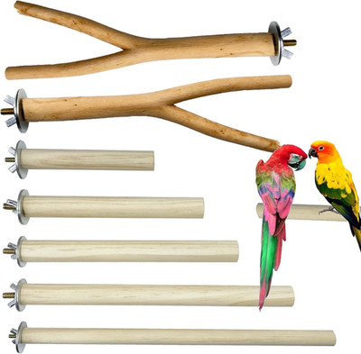 7 Stück Sitzstangen Vögel, Papageien Sitzstangen aus Naturholz, Naturholz Sitzst