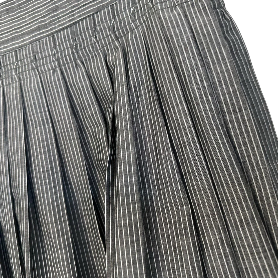 Vince Womens Striped Pleated Wrap Midi Skirt Size Small Gray 100% Cotton - Image 4 of 4