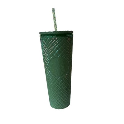 Starbucks Venti Tumbler 24oz Mint Green Iridescent Grid Jeweled Cold Cup 2023