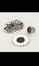 3 piece jewellery set Silver Jade - Agate- Scarab