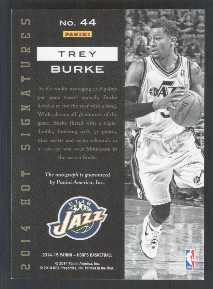 2014-15 Hoops #44 Trey Burke Hot Signatures - Image 2 of 2