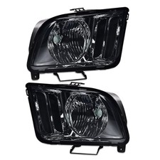 Headlights Assembly for Ford Mustang 2005 2009 Left Right Smoky Lens Chrome