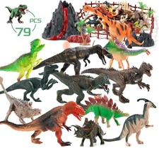 Dinosaur Toys for Kids 3-5, 79Pcs Plastic Dinosaur Figures Set, Educational Real