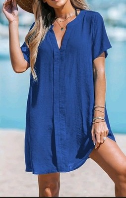 blue sheer cover up dress Swimsuit Cover Up with Sleeves Sheer Swim Cover Up Dress