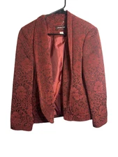 coldwater creek womens red long sleeve open front blazer jacket size PL 14 16