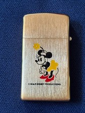 1977 Gold Color Zippo Slim Lighter Minnie Mou...