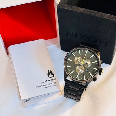 NIXON Sentry Chrono Uhr Schwarz Quarz Herren Aus Japan