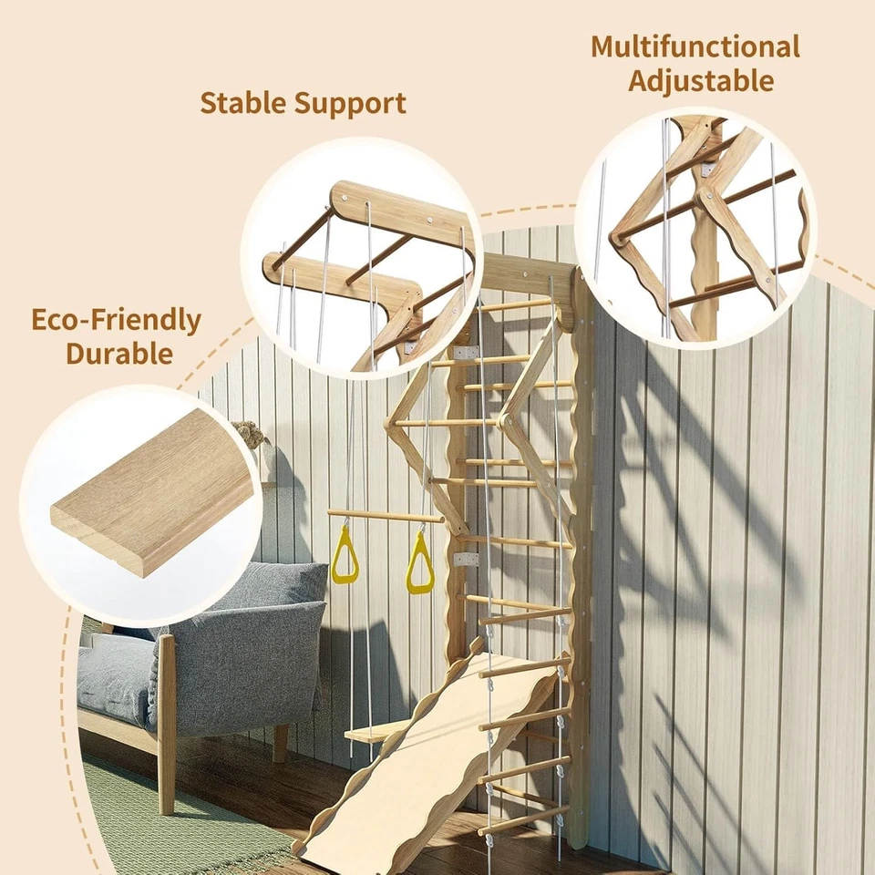 Gimnasio de escalada montado en la pared para niños, capacidad de 100 libras Foto 4 de 4