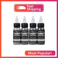 Element Tattoo Supply Battleship Gray Ink Set 4 Shades 1oz Color Tattoos