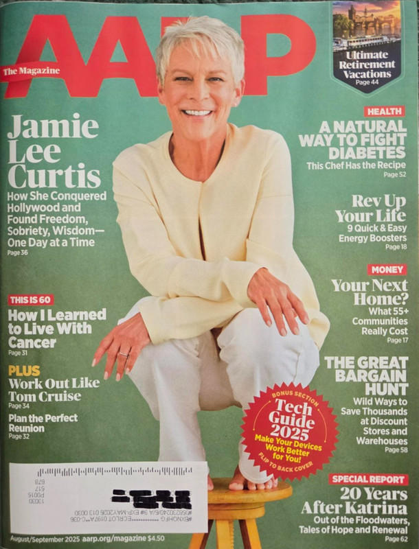 AARP August September 2025 Jamie Lee Curtis, Gen X Women, Muscle Power, Diabetes
