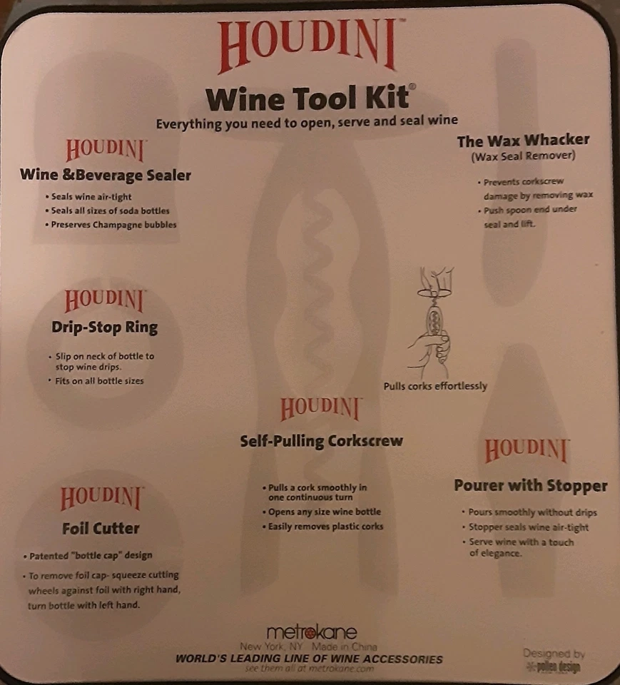 Kit de herramientas para vino Metrokane Houdini 6 piezas (nunca usado) Foto 2 de 2