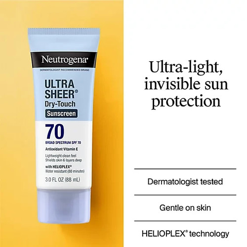 Neutrogena Ultra Sheer Dry-Touch SPF 70 Sunscreen Lotion 3oz (3 Pack) Exp 2028+ - Picture 4 of 6