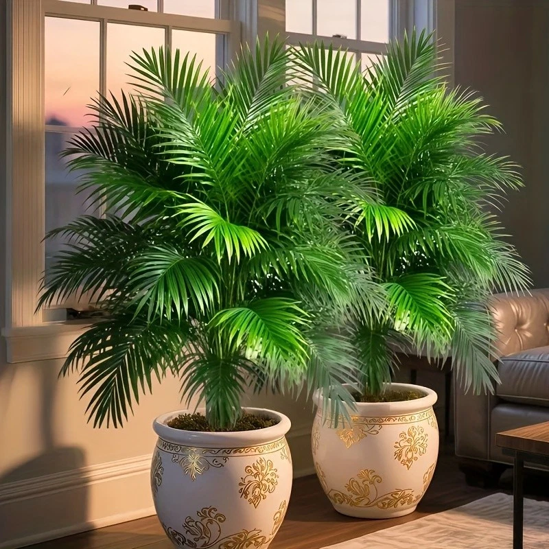 2pcs - Artificial Green Plant with 24 Leaves, Fluffy Tail Palm Tree - Image 3 of 4