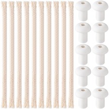 HINZIC 10 PCS 1/4" Round Oil Lamp Wicks with 10 Holders 0.5FT Beige 