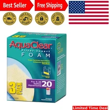 Dual-Purpose 20-Gallon Foam Filter Inserts - 3-Pack for Fresh & Saltwater Tanks