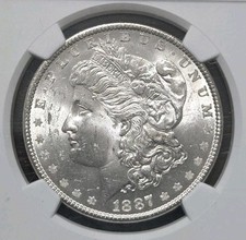 1887-P Morgan Silver Dollar. Rare. Key Date. Excellent Detail. NGC MS63.