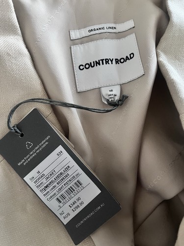 Country Road Sz 16 Linen Relaxed Blazer BNWT Rrp$299 - Picture 4 of 7