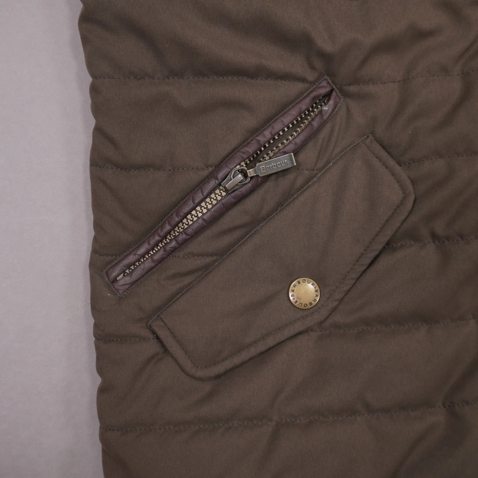 Barbour Quilted Shooting Jacket Full Zip Mens Medium Brown Pockets image 6