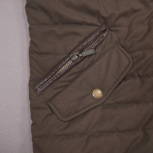 Barbour Quilted Shooting Jacket Full Zip Mens Medium Brown Pockets image 6