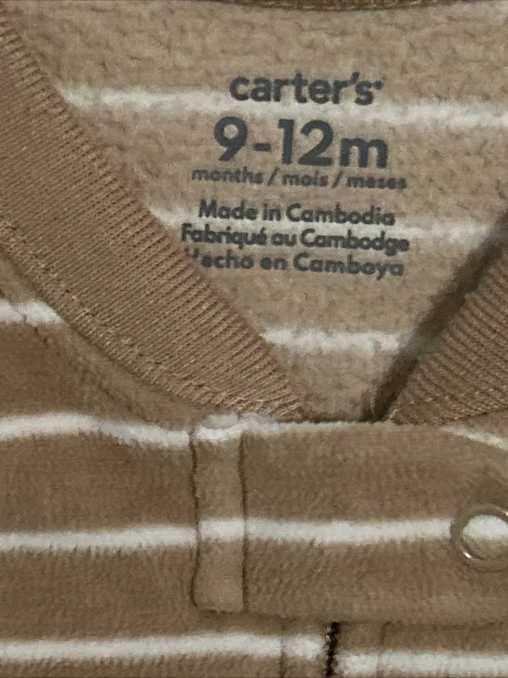 Saco de dormir Carter's bebé niño 9-12M marrón polar manga larga oso ondulando CÁLIDO Foto 4 de 4
