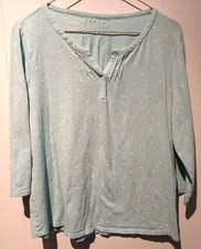 Used Women’s L, Mint-green, Dotted Pullover by LL Bean, 100% Organic Cotton