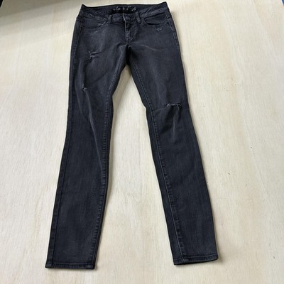 Y2K American Eagle Outfitters Jegging Jeans Womens 6 Charcoal Distressed Denim