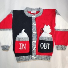 Miniwaves Kids Scotty Dog Cardigan Sweater Size 4T/5T Colorblock Vintage 90s