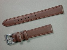 klassik echt Lederuhrenarmband braun seidenmatt 16mm breit silberne Schließe9256