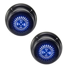 RV Flush Mount Speaker  Exterior 5.25" Black Wavy Blue LED  2 Pack