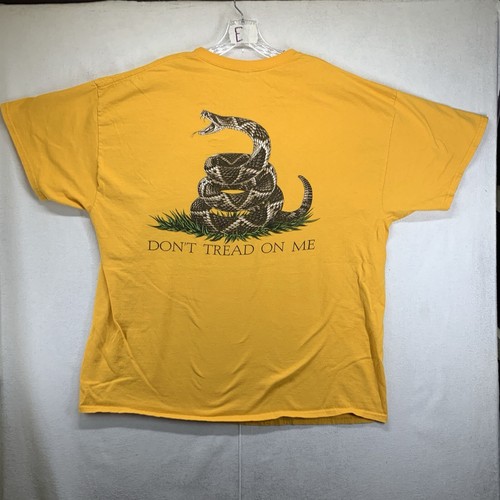 Vintage y2k Don't Tread On Me Snake T Shirt Mens 2XL 100% Cotton Golden