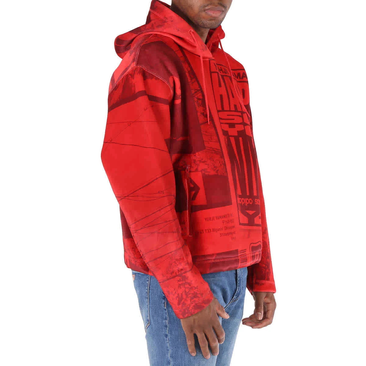 Adidas Y 3 Velvet Spacer Zine Allover Print Hoodie In Collegiate