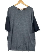 Umgee tunic top dress Womens Size M Grunge Punik Edgy Dark Rough Hem