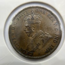 1925 Penny Coin - good Very Fine 6 Pearls FCD - Key Date George V Predecimal