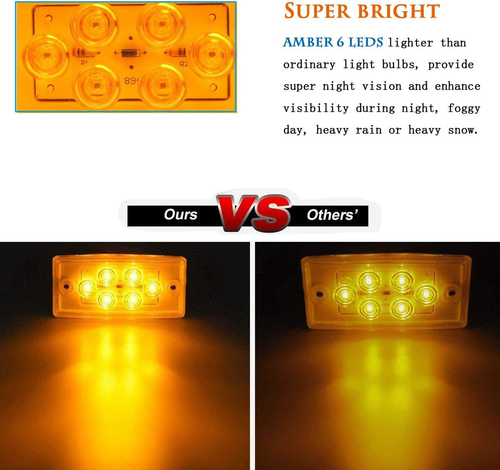 5pcs Freightliner Cab Lights 6 LED Amber Roof Top Clearance Marker Lights Com... - Picture 4 of 12