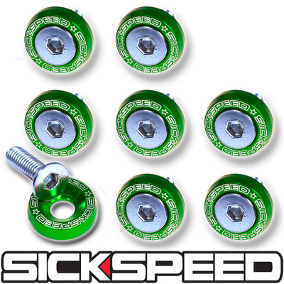 8PC GREEN 5MM WINDSCREEN FENDER WASHER BOLT KIT MOTORCYCLE M5