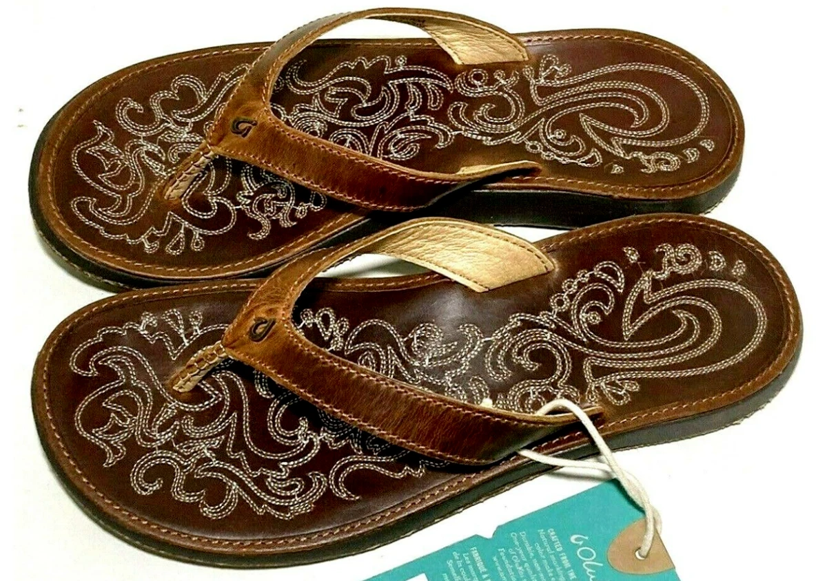 New Olukai Women's size 6 Paniolo Natural/Natural Flip Flop Comfort Sandal