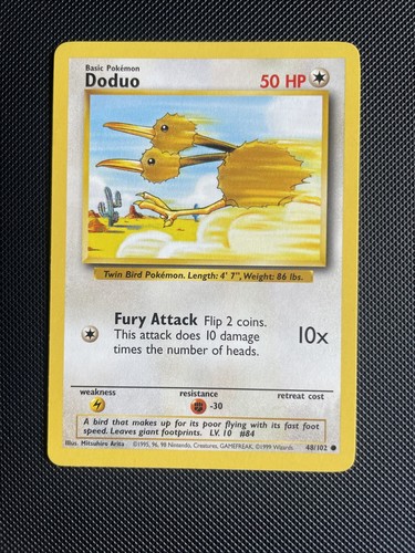 Base Set Pokemon Karte Doduo 48/102 Non Holo Common Original 1999 WOTC - LP