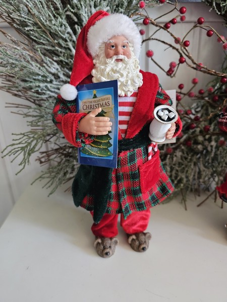 Weihnachtsmann Im Bademantel Kaffee Zeitung Weihnachten Figur Clayre & Eef-image