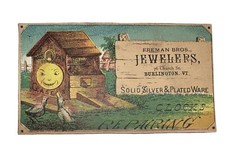 VICTORIAN JEWELERS TRADE CARD BOSS POCKET WATCH CASE FREMAN BURLINGTON VT  B46