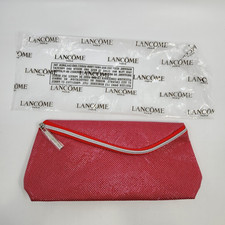 Lancome Paris Makeup Pouch Travel Cosmetic Bag 10" x 4.5" Red Shiny New w/o Tags