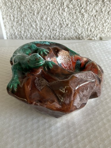 Vintage Cendrier, Vide Poche Vallauris Décor Lézard - Foto 11 di 19