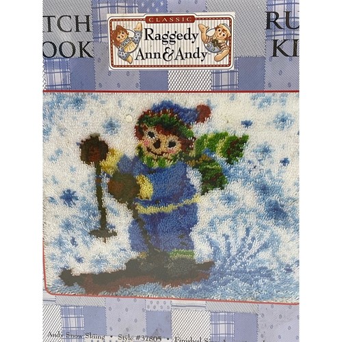 Raggedy Ann & Andy 21" x 28" Riegel Haken Teppich Kit 37805 Schnee Skifahren VERSIEGELT - Bild 2 von 7