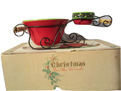 Veggie- Chip & Dips Christmas in The Woods Sleigh New In Box