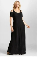 MYNT 1792 Black Cold Shoulder Jersey Stretch Maxi Gown Dress 3X = 22W-24W Torrid