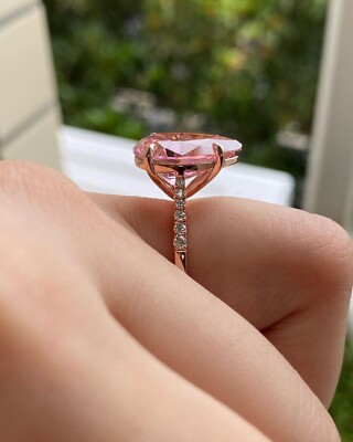 Pear Shape Cubic Zirconia Engagement Ring For Women - Clear & Pink CZ, Dainty Wedding Band, Gift Box - View #6