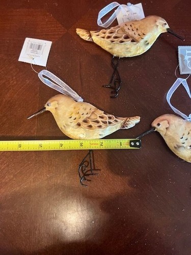 Gallery II Sandpiper Bird Christmas Ornaments With Ribbon Hanger Set Of 3 metal - Picture 3 of 6
